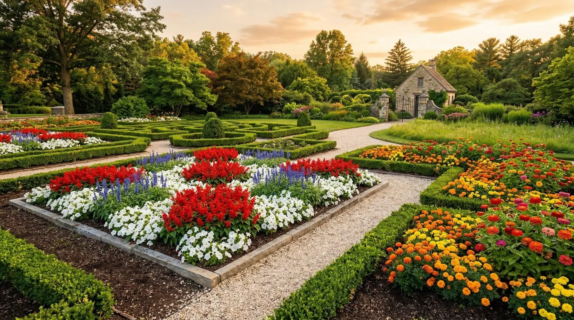 Scarlet Sage - Companion plants for scarlet sage in formal beds and patriotic color schemes