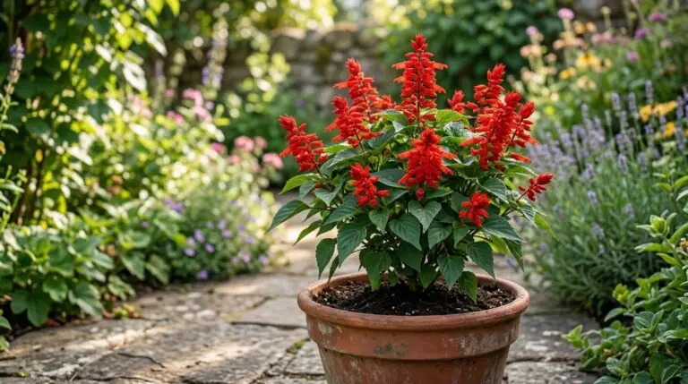 Growing scarlet sage in containers for fiery patio displays and front door drama