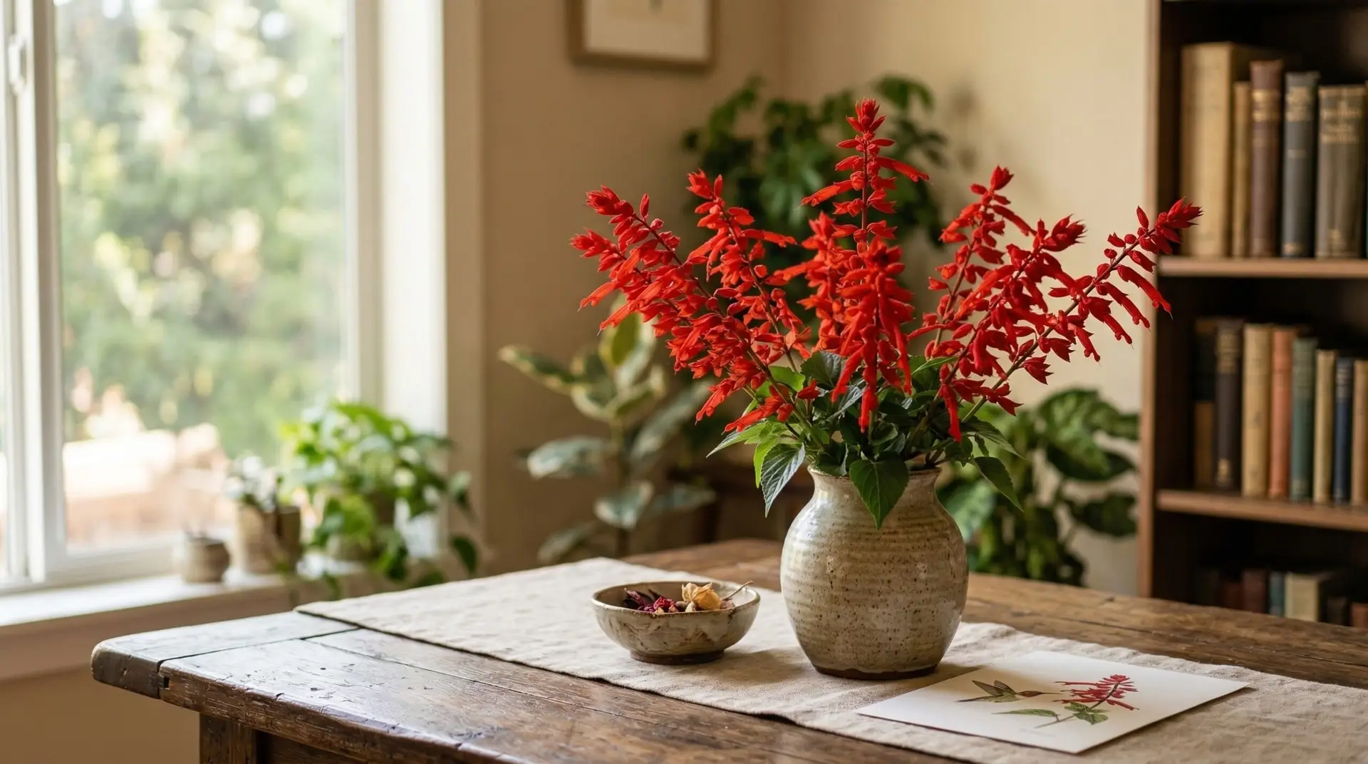Scarlet Sage - Scarlet sage as a hummingbird garden essential for non-stop feeder-free attraction