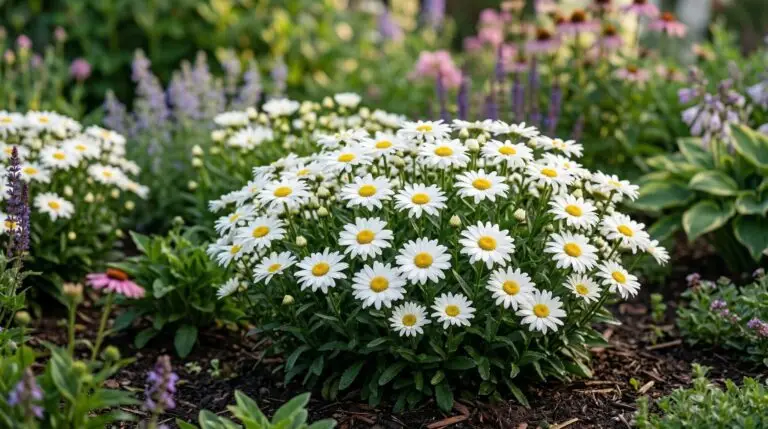 Shasta daisies in containers for bright summer displays on patios and porches