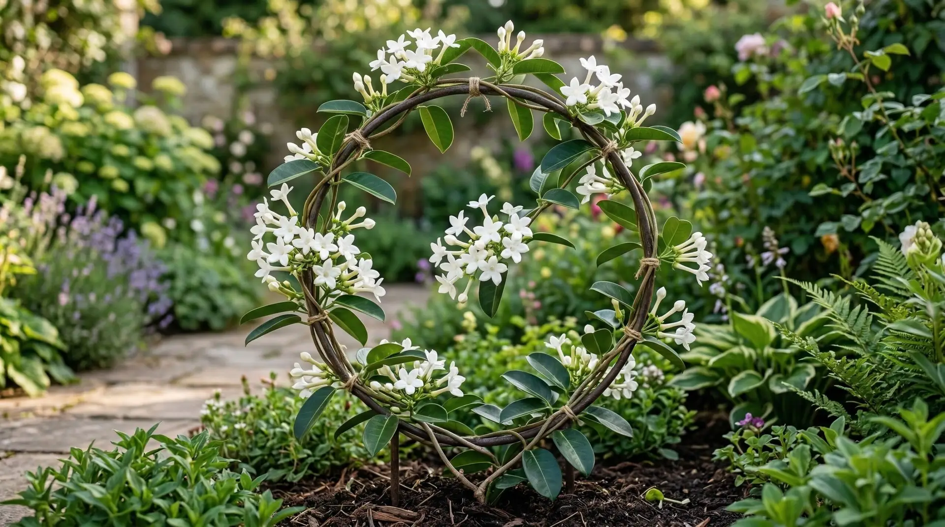 Stephanotis - Growing stephanotis on an indoor trellis or hoop for a fragrant living room feature
