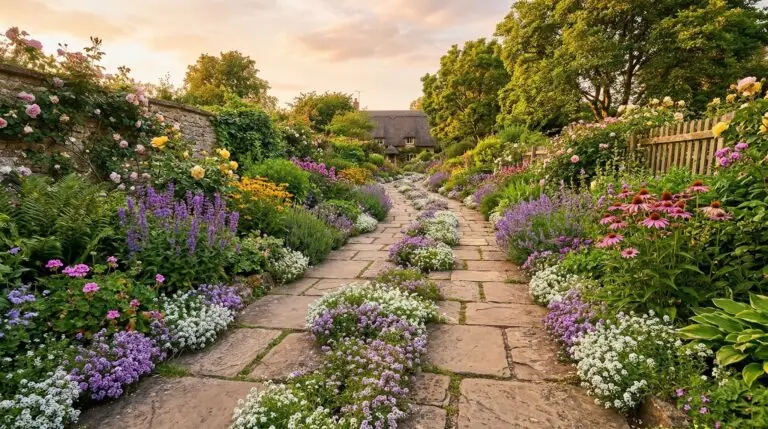 Sweet alyssum between pavers and stepping stones for fragrant walkway edges