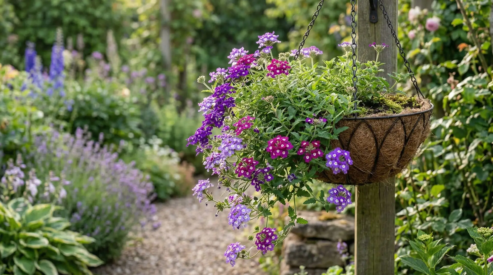 Verbena - Growing verbena in hanging baskets and containers for trailing summer cascades