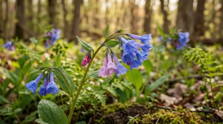 Why Virginia bluebell flowers change from pink buds to blue and the pH science behind it