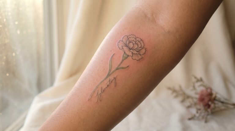 Carnation tattoo: designs, colors and Mother’s Day memorial meaning