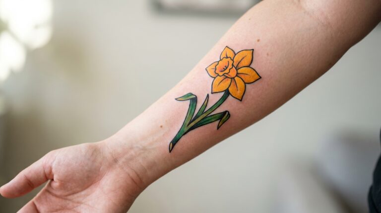 Daffodil tattoo: designs, color symbolism, and placement