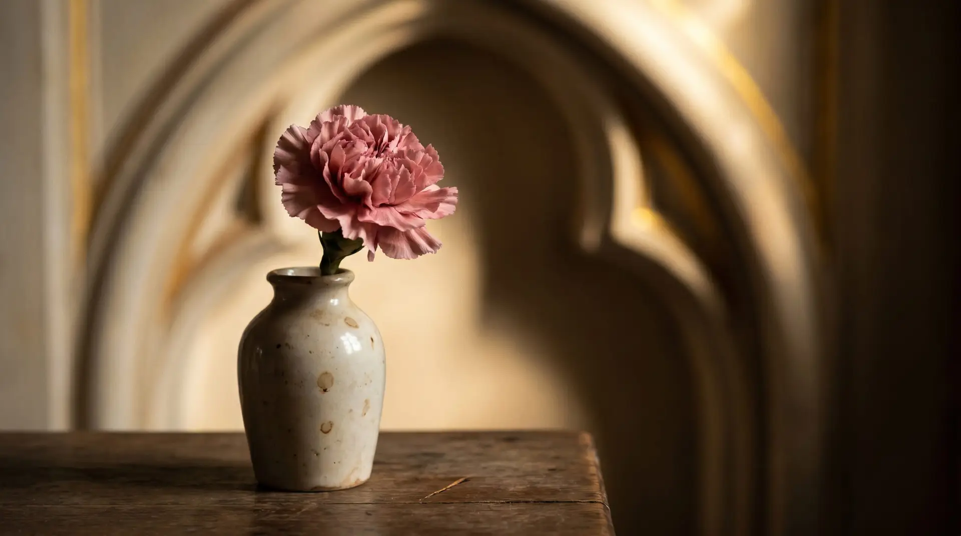 Pink carnation referencing Leonardo da Vinci's Madonna of the Carnation