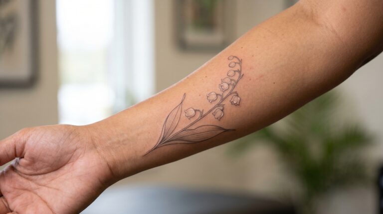 Lily of the valley tattoo: bell-flower designs, royal wedding inspiration, and placement