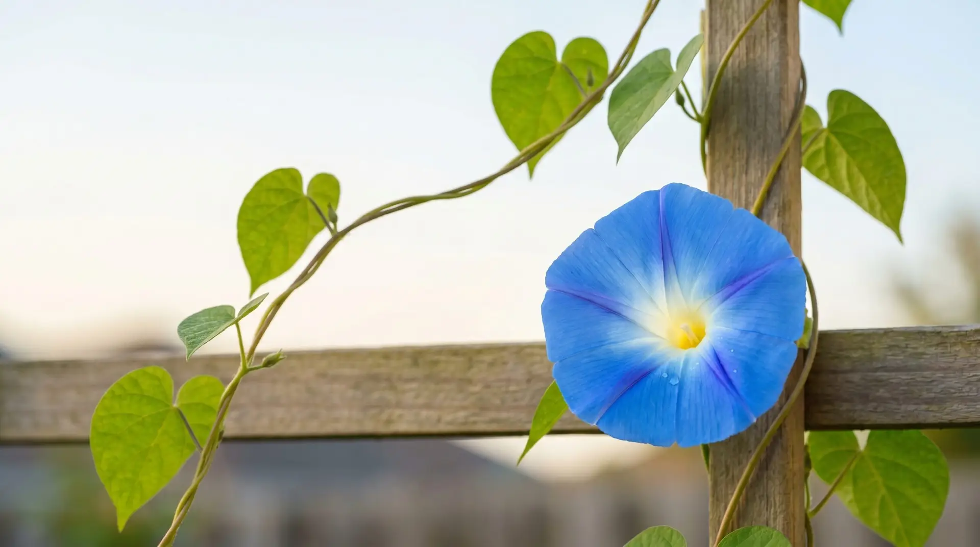 Brilliant blue morning glory Ipomoea tricolor Heavenly Blue at dawn with star pattern center