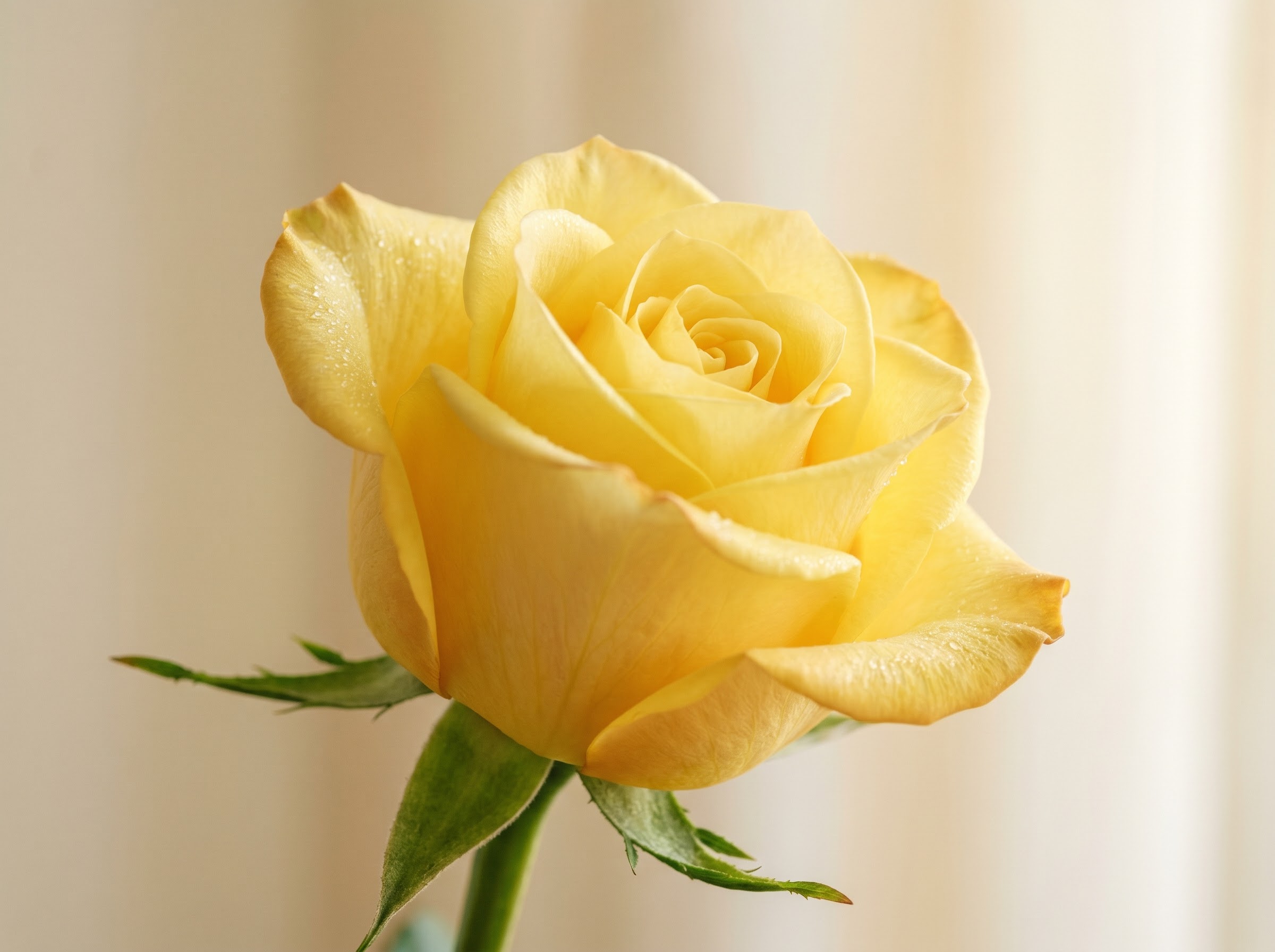 Single yellow rose in warm light meaning friendship and joy in modern flower symbolism