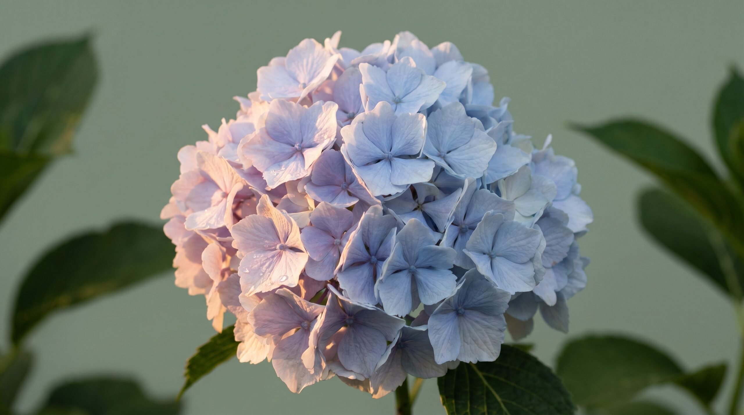 a single hydrangea bloom lit two different ways at once