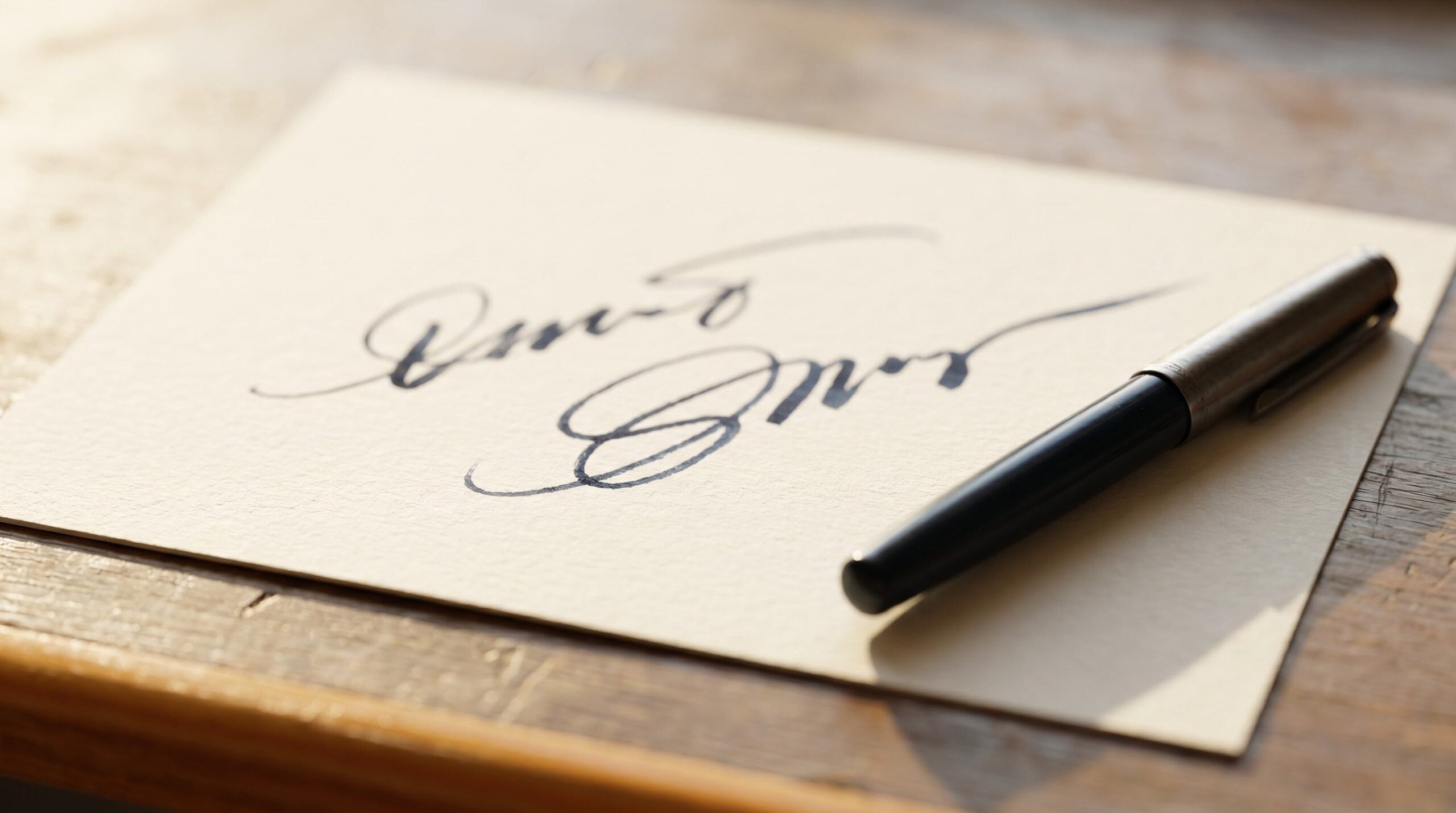 closeup of a brief handwritten note, just a few lines
