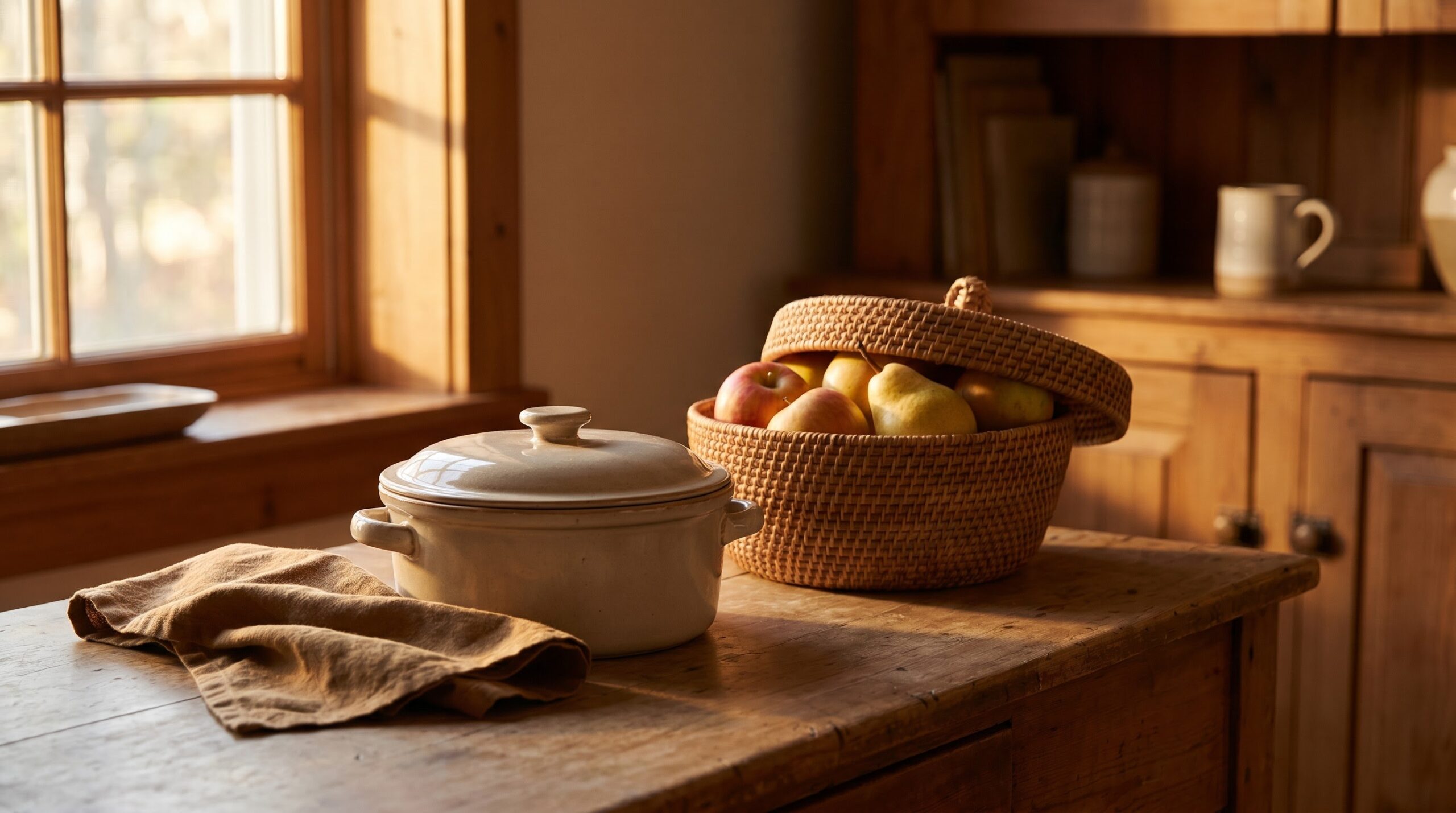 A simple prepared meal and fruit basket ready to bring to a home in mourning