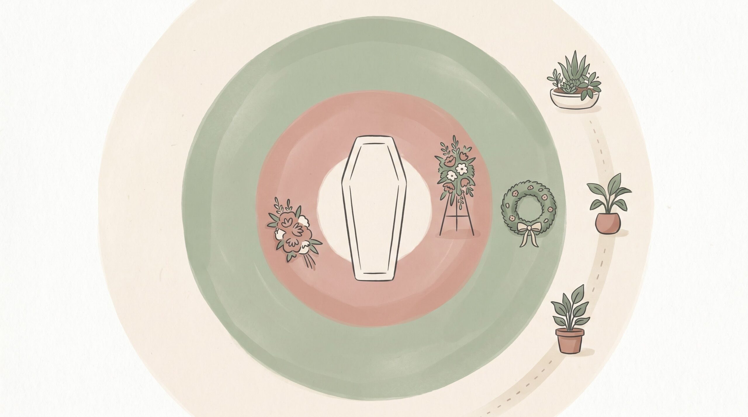 illustrated diagram of who sends which funeral flower piece by relationship