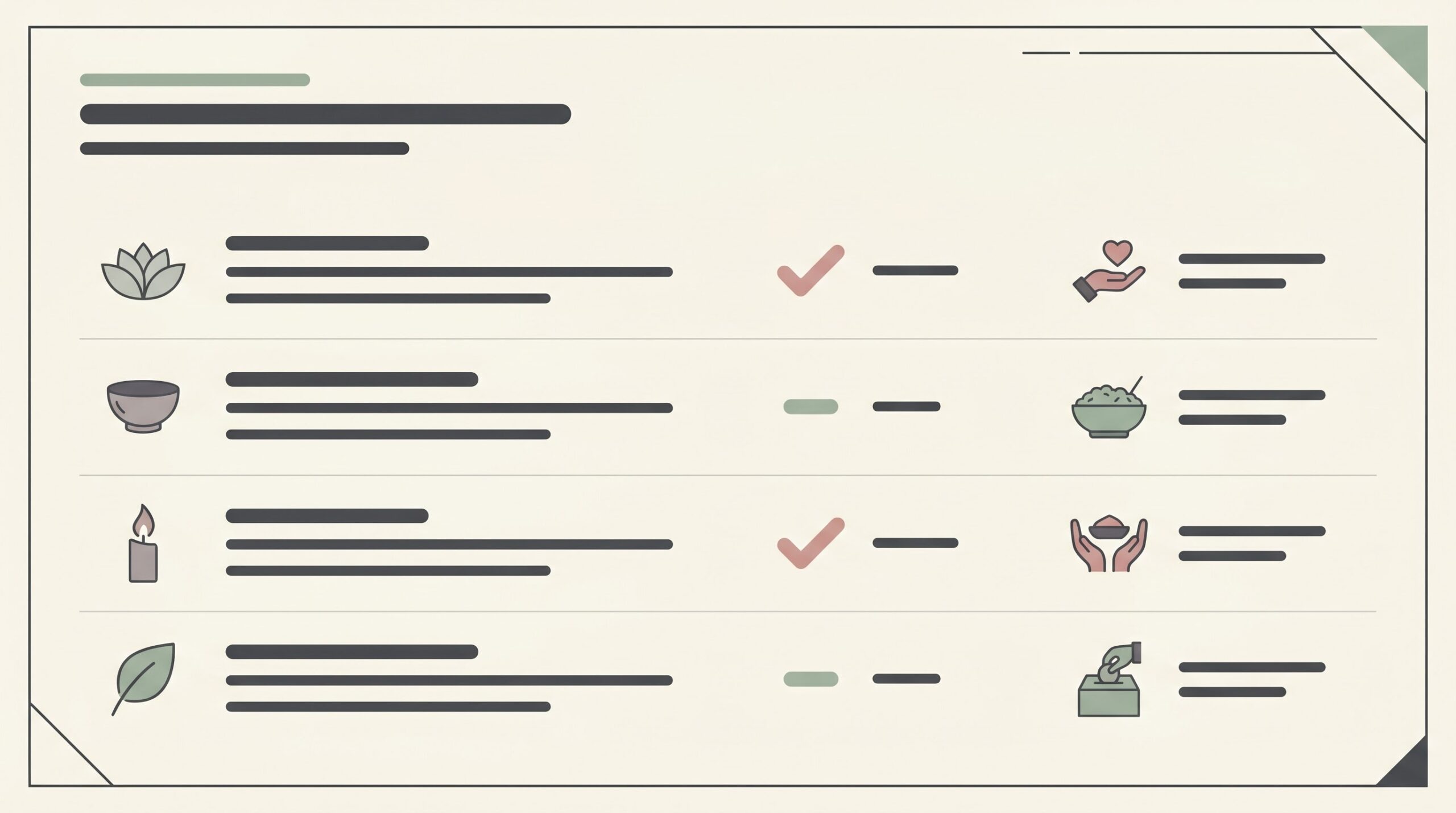 A clean reference chart comparing sympathy flower customs across four faiths
