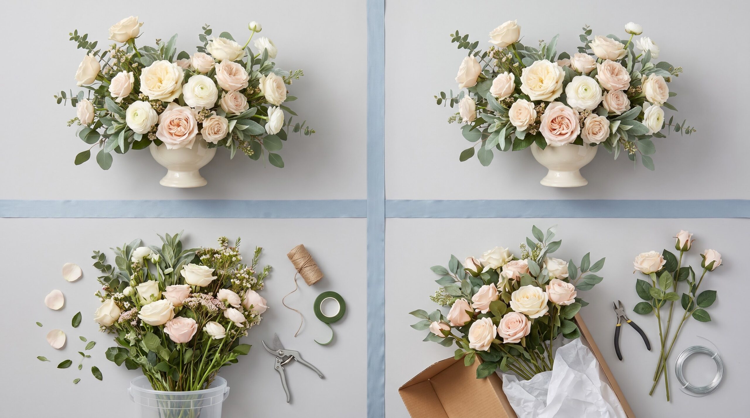 Four ways to buy the same wedding flowers, from florist-made to DIY kit