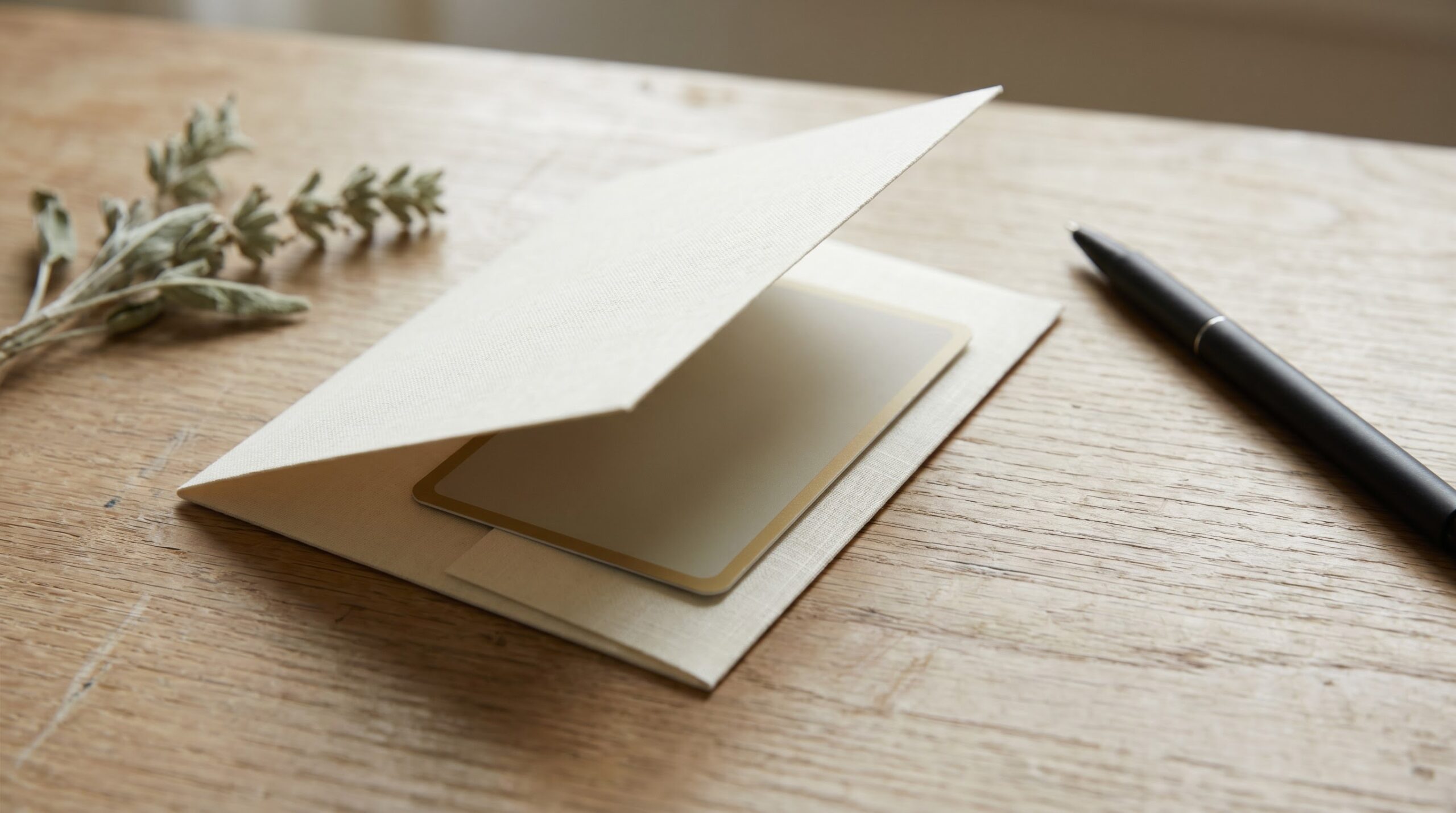 gift card tucked inside a handwritten sympathy card on a table