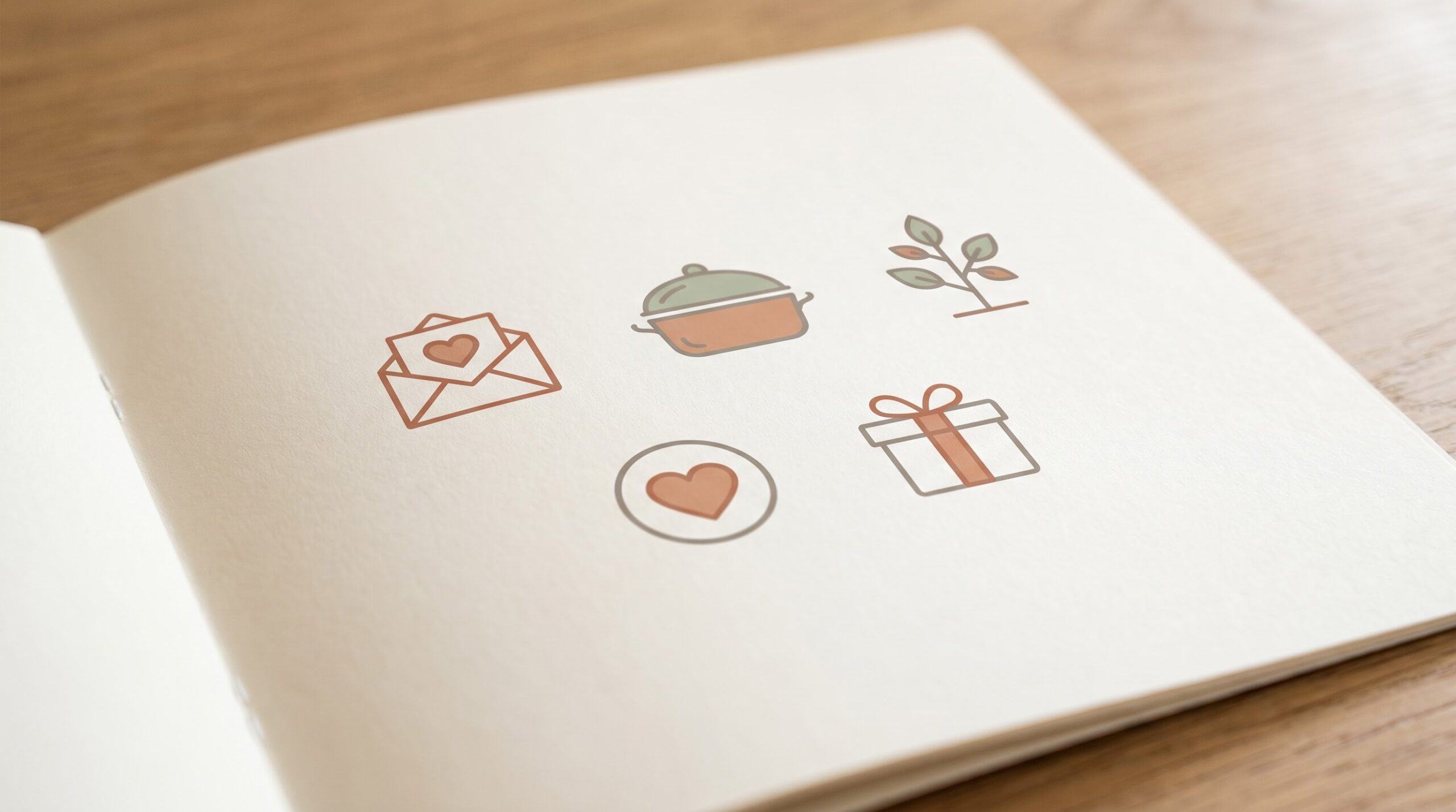 simple icons representing different sympathy alternatives to flowers