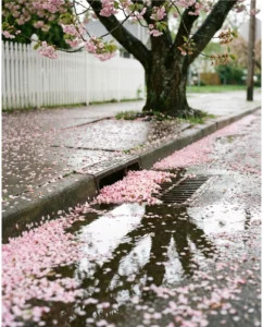 cherry blossom gallery petal fall rain