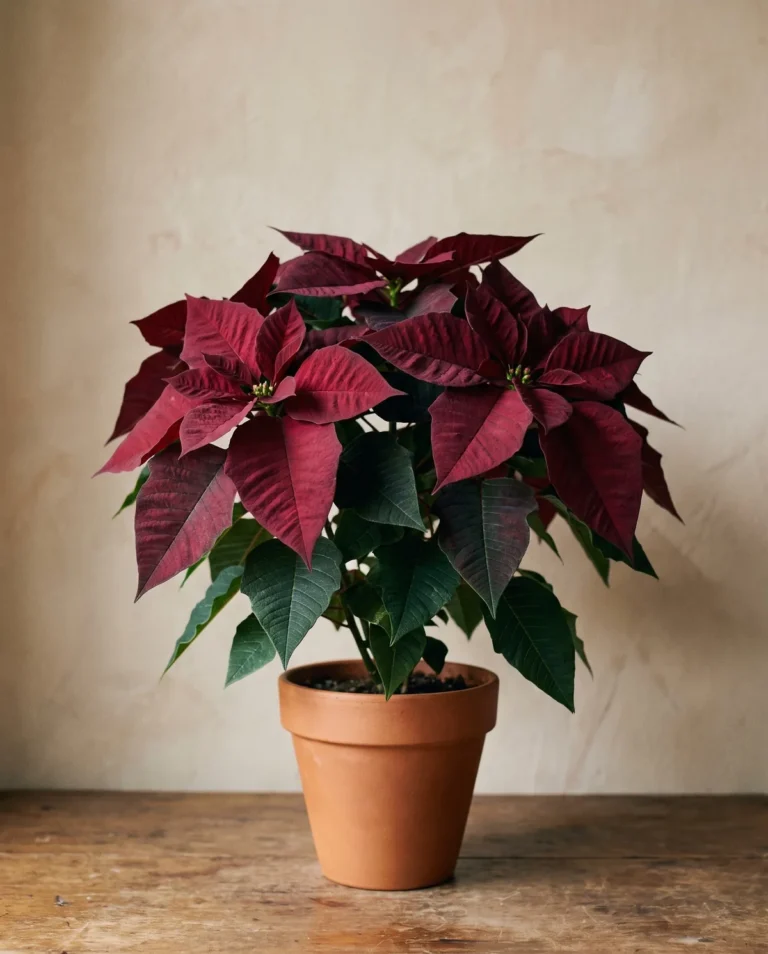 Cortez Burgundy poinsettia with deep wine-red bracts
