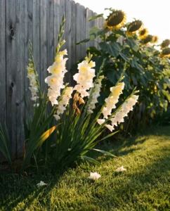 gladiolus gallery evening spikes backlit