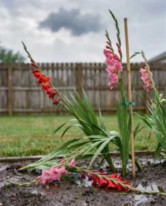gladiolus gallery storm leaning spikes