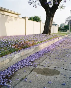 jacaranda gallery purple carpet sidewalk