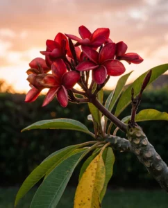 plumeria gallery red flowers evening