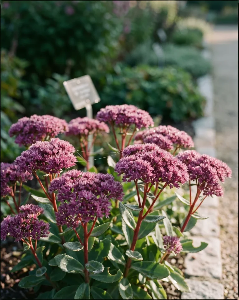 Mr. Goodbud sedum holding level purple pink heads on sturdy stems