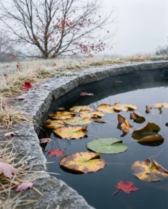water lily gallery autumn pads yellow frost