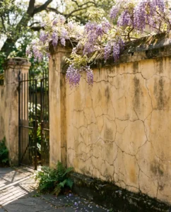 wisteria gallery courtyard wall