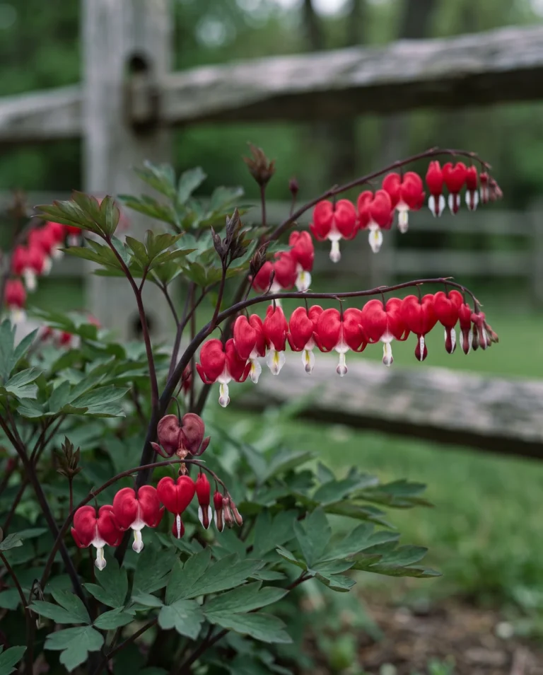 'Valentine', registered as 'Hordival', with red and white flowers on dark purple stems