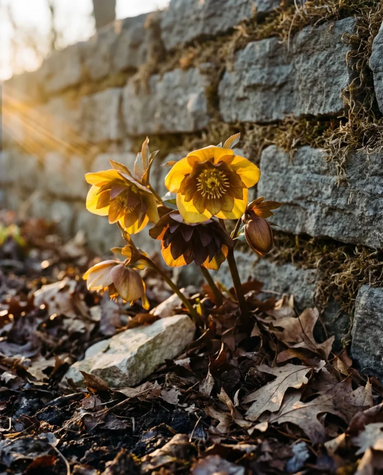 Portrait of the cultivar Guinea Gold, a deep saturated gold flower sitting on a bronze-flushed bract collar